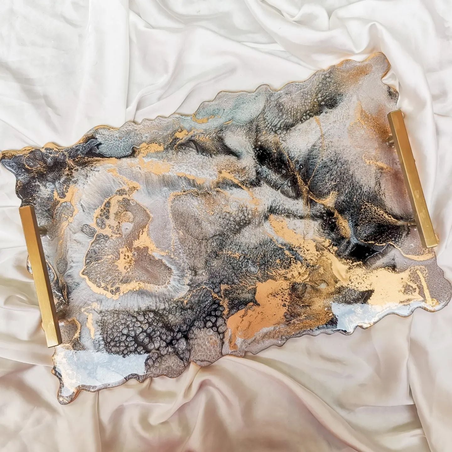 Marble Grey Gold Tray
