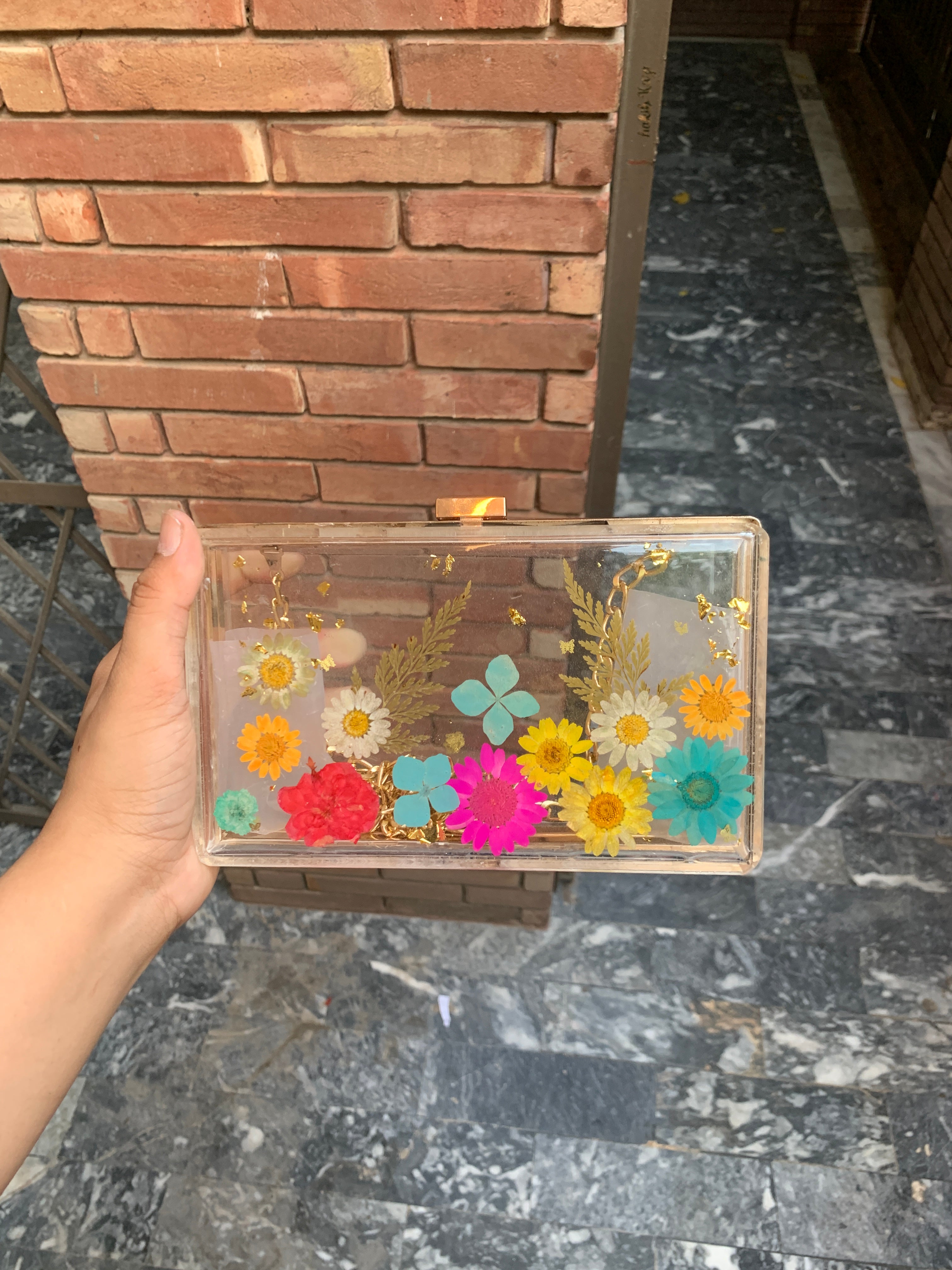 Floral Transparent Clutch