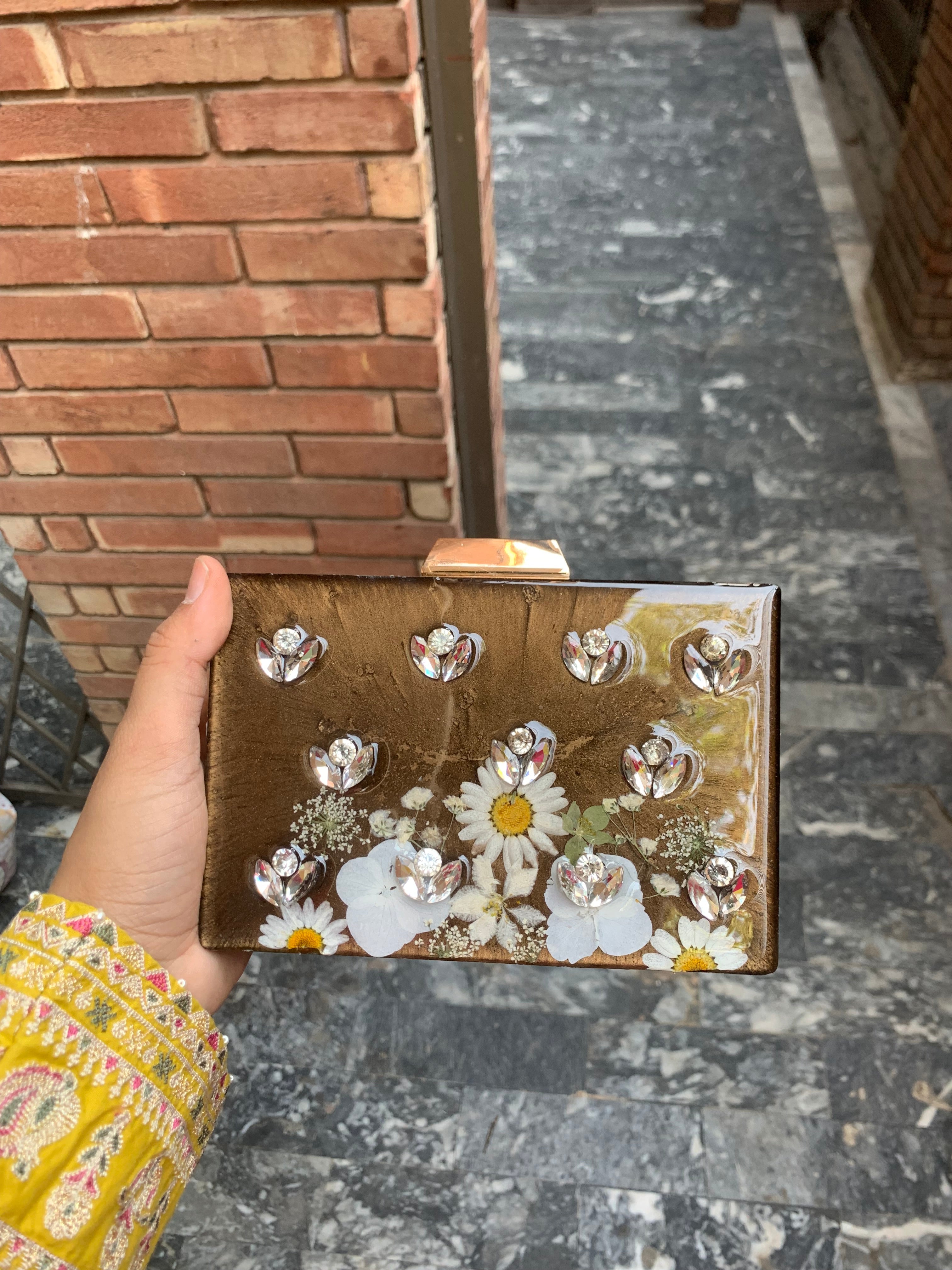 Chocolate Floral Clutch