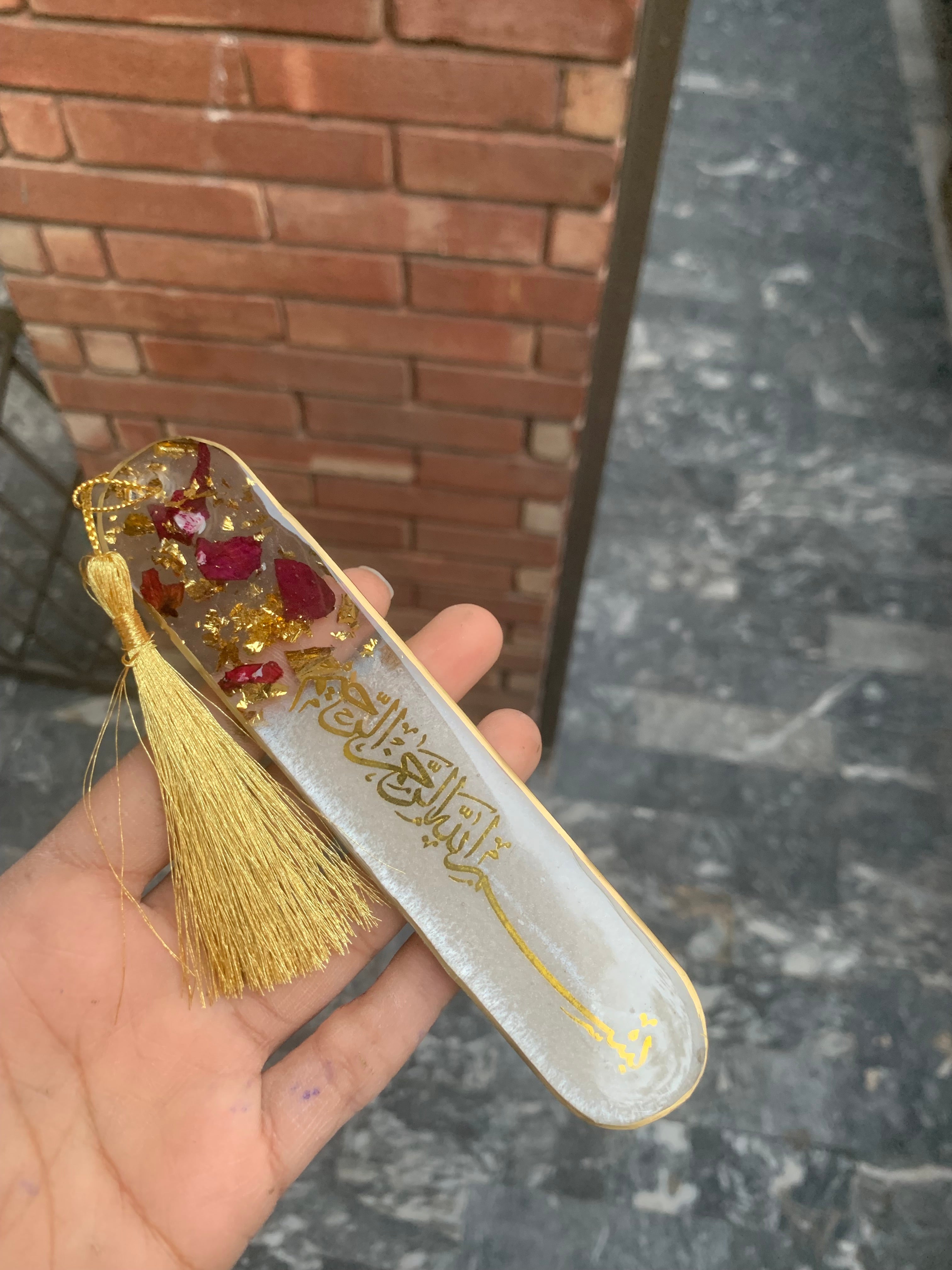Floral Resin Bismillah Bookmark
