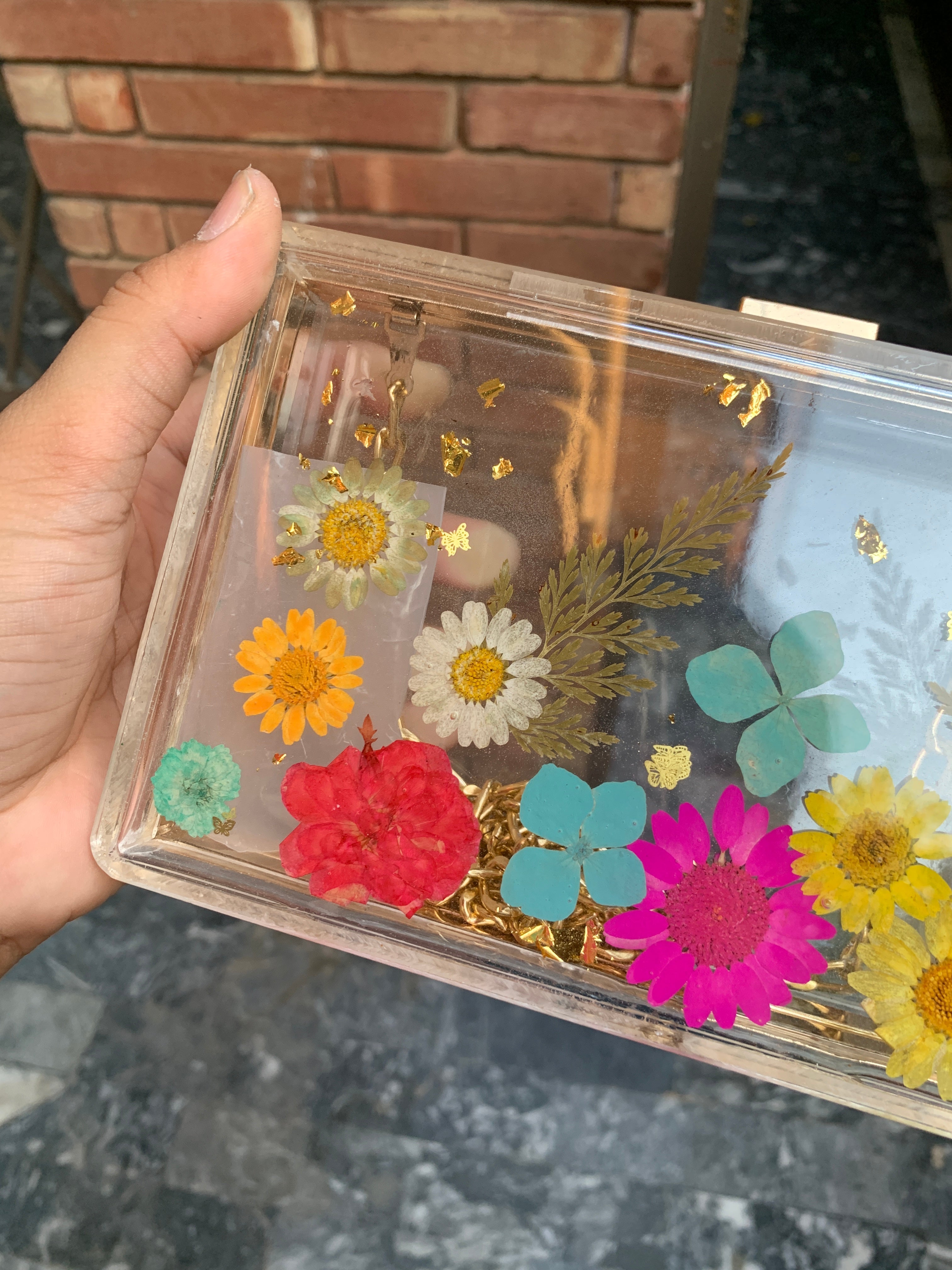 Floral Transparent Clutch