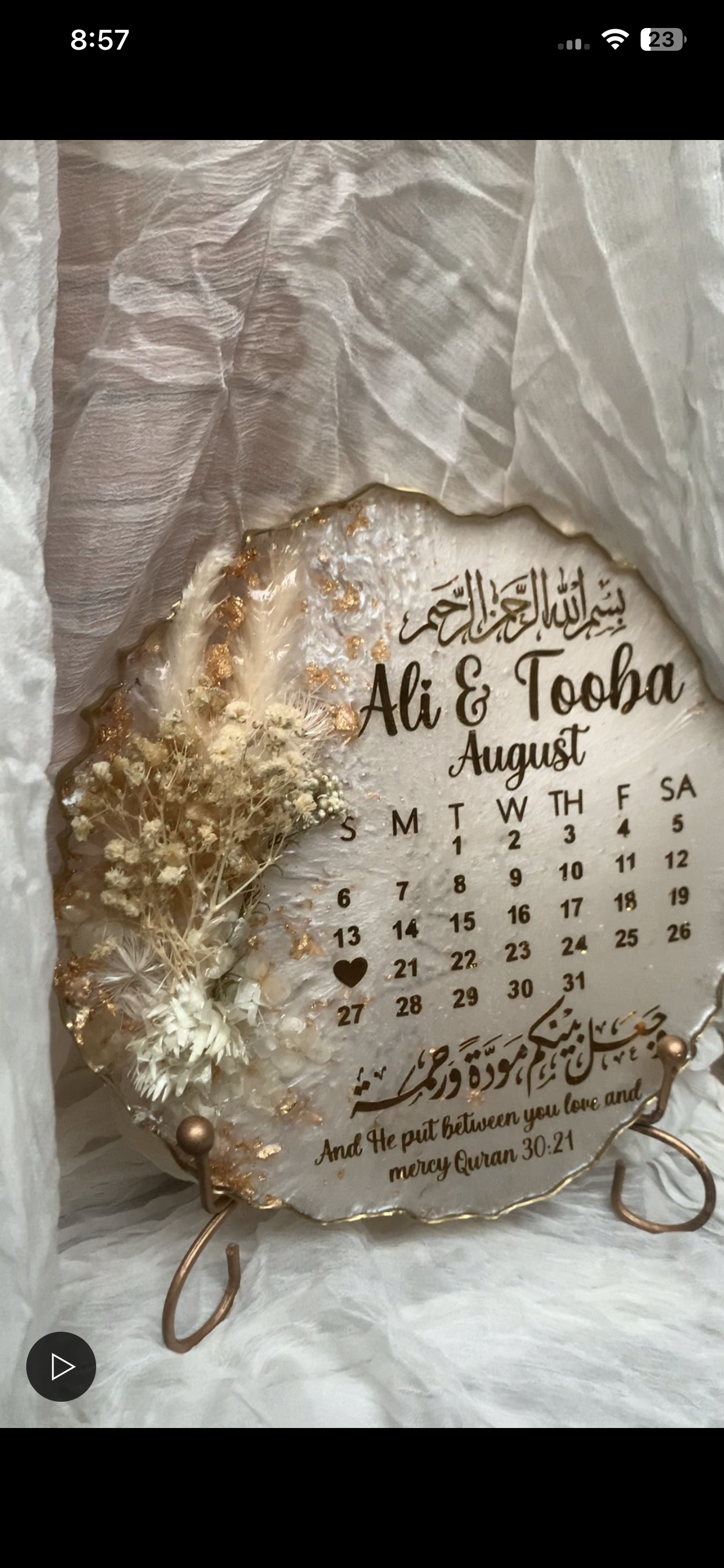 Resin Nikkah Pearl Tray
