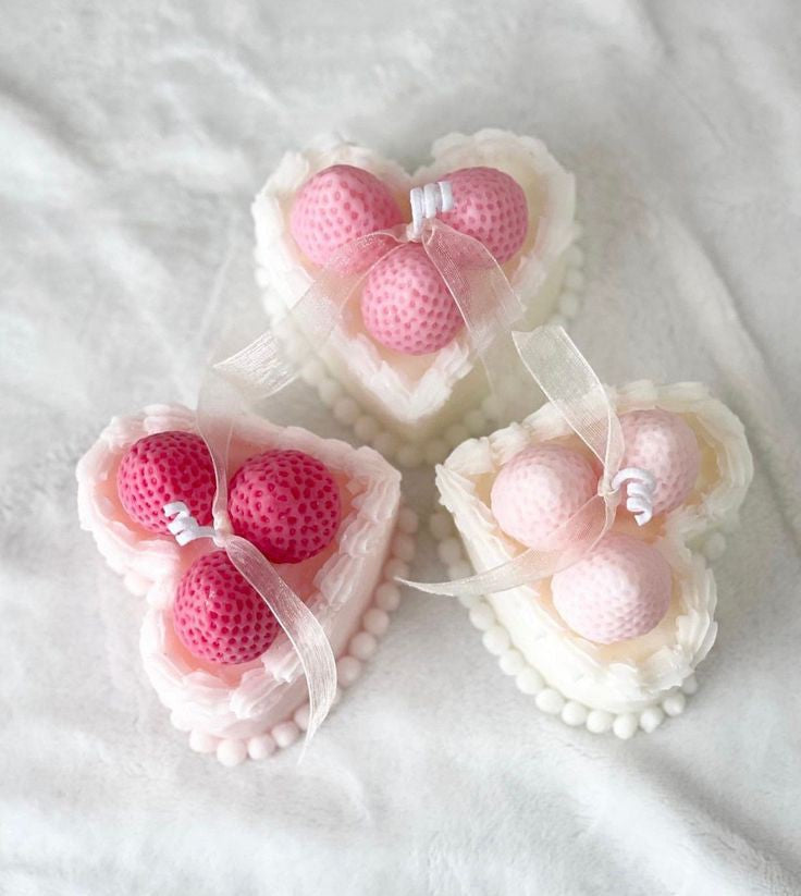 Strawberry Heart Cake Candle