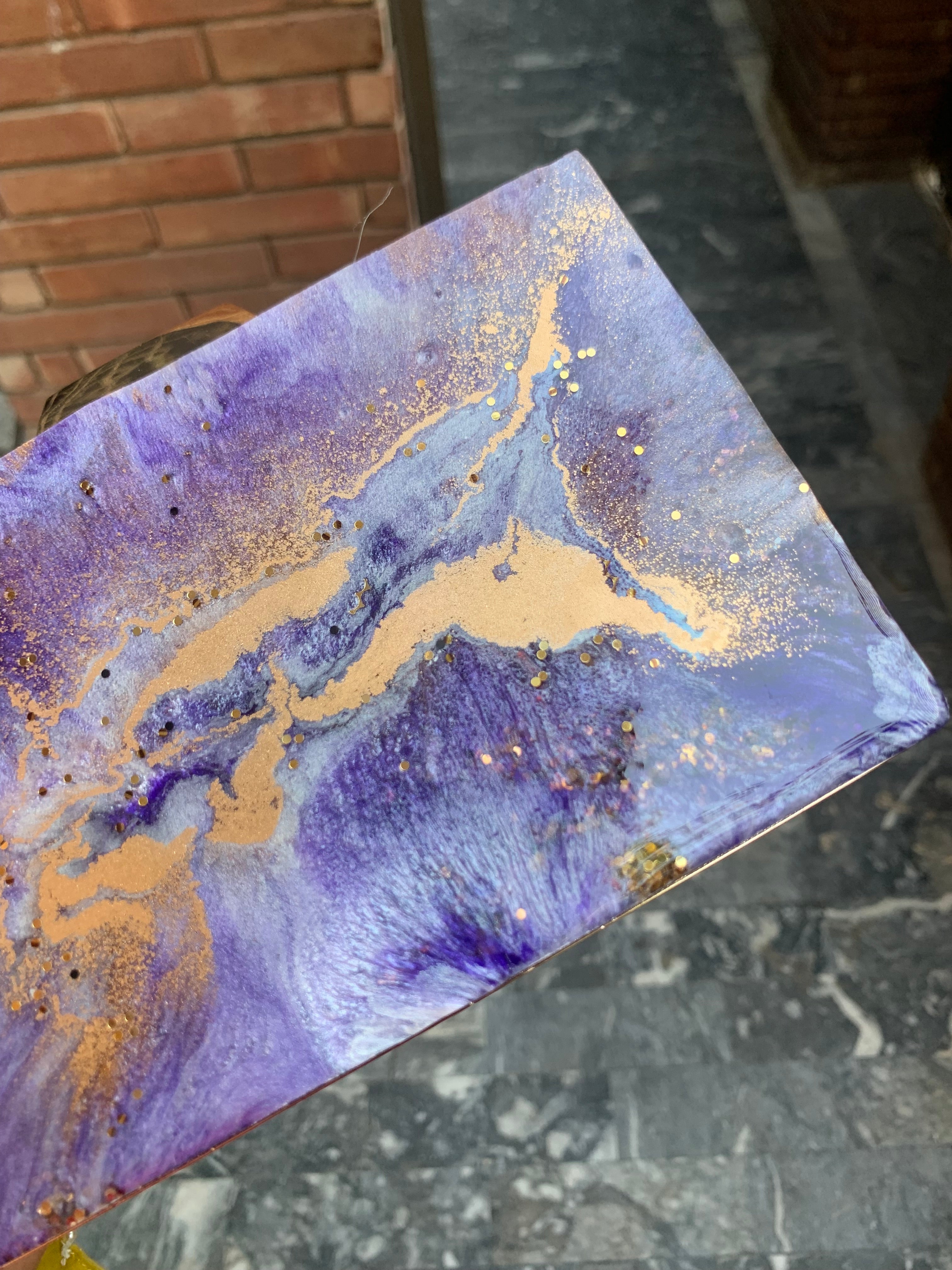 Purple Floral Clutch Resin