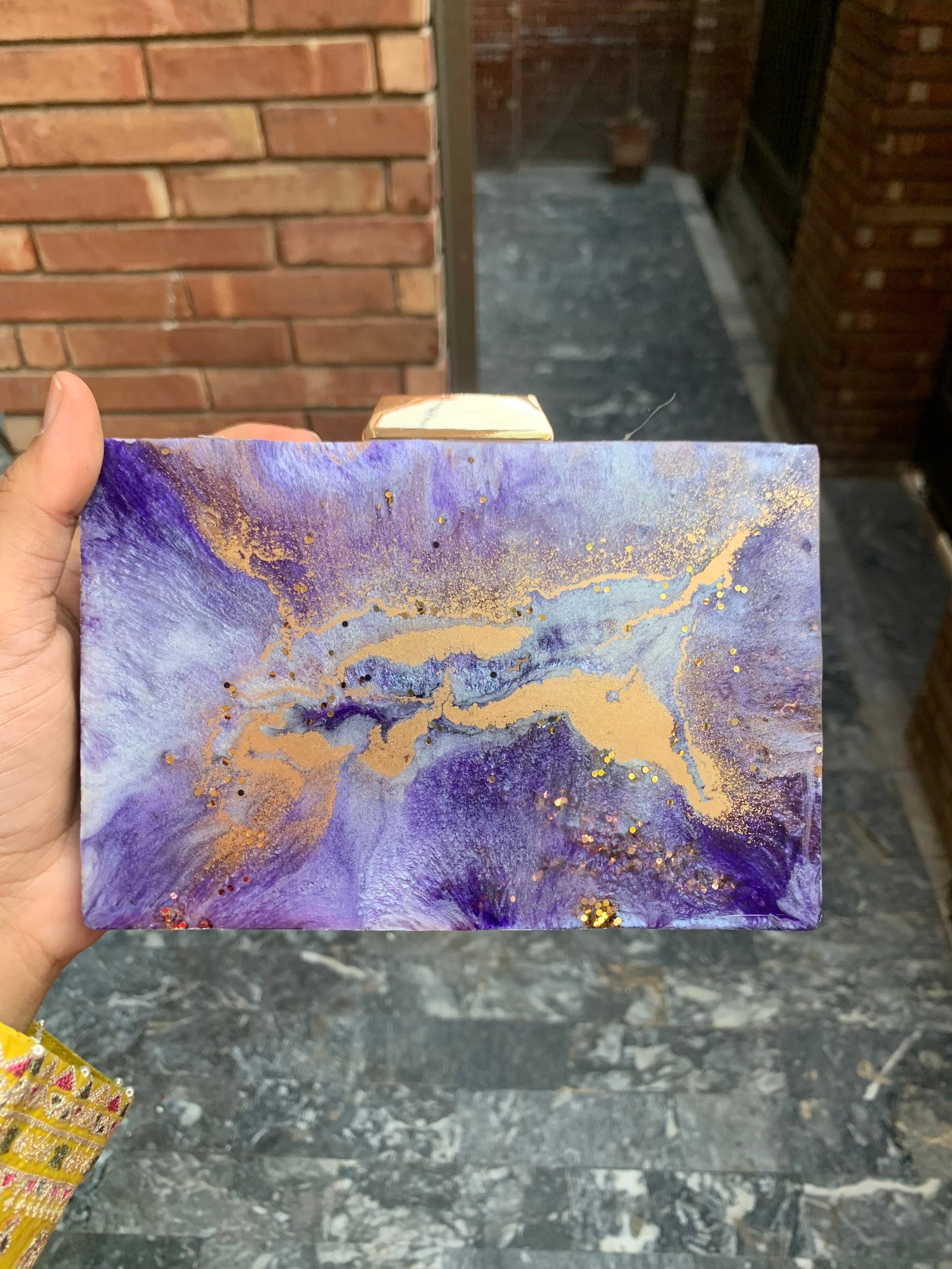 Purple Floral Clutch Resin